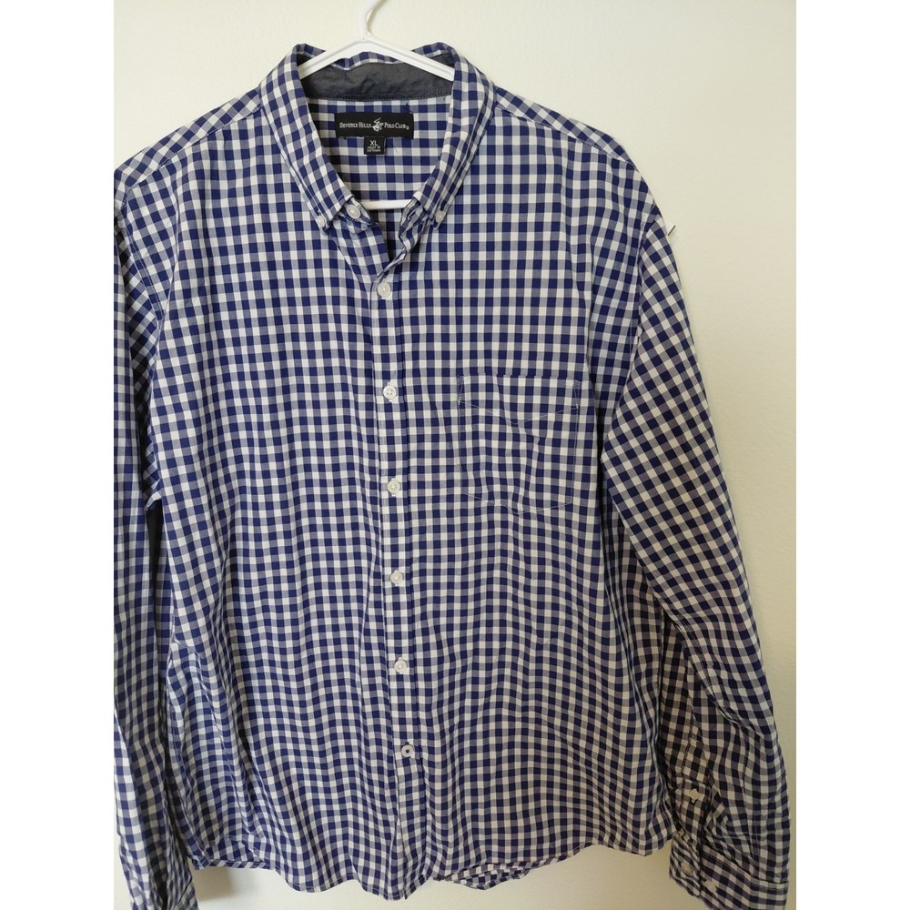 Polo Ralph Lauren Gingham Button Down Shirt Mens Size XL Blue &‎ White